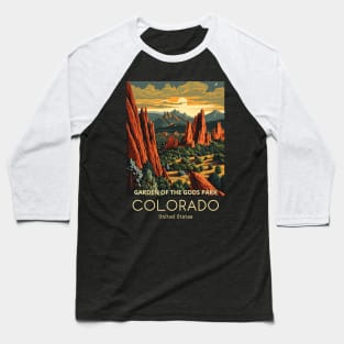 A Vintage Travel Illustration of the Garden of the Gods Park - Colorado - US Baseball T-Shirt